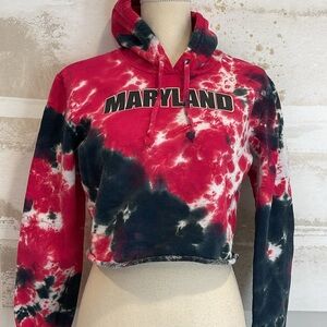 Kids MARYLAND tye dye cutoff off black/red hood